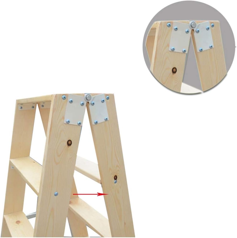 Portable Wood Step Ladder - 6 Step Lightweight Folding Multi-Purpose Tread Stool for Home and Loft, Max Capacity 350kg