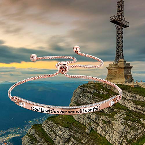 Zuo Bao Christian Gift Religious Jewelry Psalm 46:5 God is Within Her She Will Not Fall Bracelet Bible Verse Bracelet Gift for Godmother4