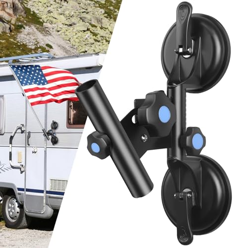 Suction Cup Flag Pole Holder for Rv, Rv Flagpole Mount Kit with Angle Adjustable, Quick Flag Pole Mount for Holds Flags,Heavy Duty Flagpole Holder for Camper, Truck, Trailer, Yacht,Boat,Vehicle