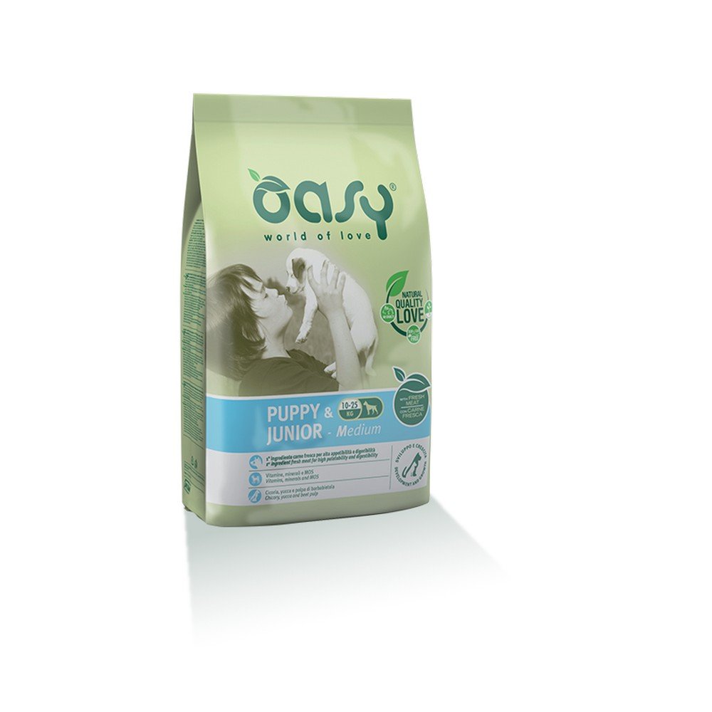 Oasy – Alimento seco para Perros, Cachorros de Raza pequeña y Junior. Bolsa de 3 kg