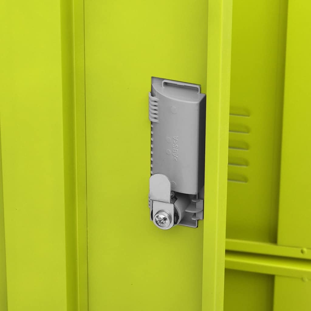 Taquilla, color gris claro, verde, de acero con 6 compartimentos, 90 x 45 x 92,5 cm, con cerradura, espacio para oficina, escuela, pasillo, garaje, organización para zapatos, archivos, ropa