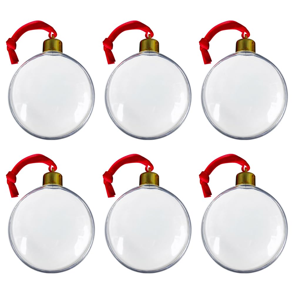 FSSTUD 6 Pcs Christmas Photo Frame Baubles Clear Plastic Photo Baubles Transparent Photo Balls Xmas Tree Photo Hanging Ornaments Personalised Photo Decorations for Holiday Party