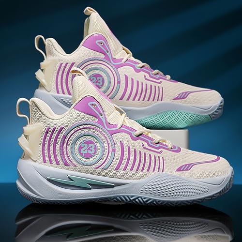 Image of Men's High-Top Basketball Shoes Anti-Slip and Wear-Resistant Soles Running Shoes Graffiti Design Fashionable Sports Shoes