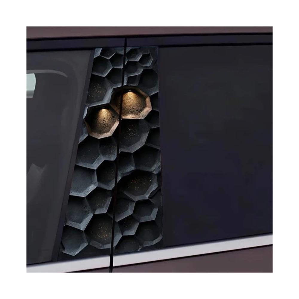 Decorative Items 2pcs Car Center Pillar Sticker Black Gold Hexagonal Array Waterproof Protective Film