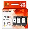 PG-240 CL-241 XL Cartucho de tinta compatible con Canon 240XL 241XL Paquete combinado (paquete de 3) para PIXMA MG3600 MG3620 TS5120 MG3520 MX472 TS5100 MG3220 MG3520 MG2120 0 MX47 2 Impresora Color