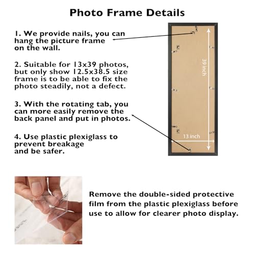 Image of JCJMY 13x39 Picture Frame Black for Puzzles Poster Photo Picture, Horizontal and Vertical Formats for Wall Hanging, 13 x 39 Wall Gallery Poster Photo Puzzles Frame for 13 by 39 Photos Posters, Black