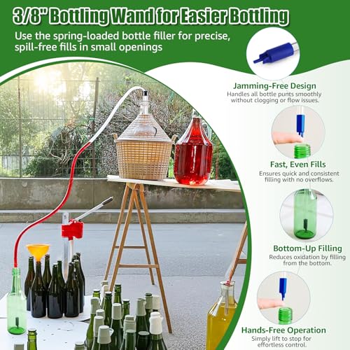 Dbgogo Auto Siphon for Wine Making, 14\" Auto Siphon Homebrew with 3/8\" Racking Cane, Bottling Wand, 5.5FT Tubing & Clamp, Effortless Bottling Fermentation Siphoning Mead Wine Making Kit - Thumbnail 5