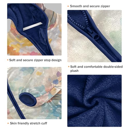 Boys Girls Fleece Jacket Pastel Shades Trees Pattern Kids Warm Hooded Outwear Coat3