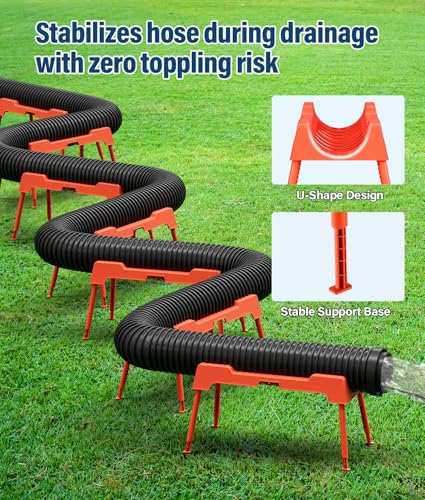 Image of RV Sewer Hose Support, 15FT Heavy-Duty Camper Waste Hose Holder with 7 Foldable Sections, Adjustable & Stable Waste Drainage Support with Strap, Stackable & Weather-Resistant, Orange (Patent Pending)