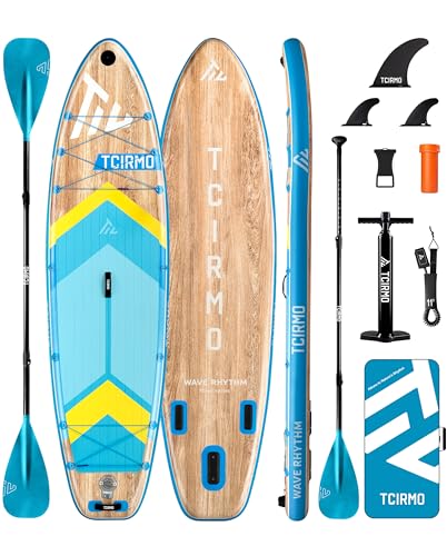 TCIRMO Inflatable Stand Up Paddle Board for Adults with Seam Welded Technology, 10'6''x33''x6'', Durable SUP with Dual-Blade Paddle and Complete Accessories, 390 lbs Capacity, Beginner-Friendly