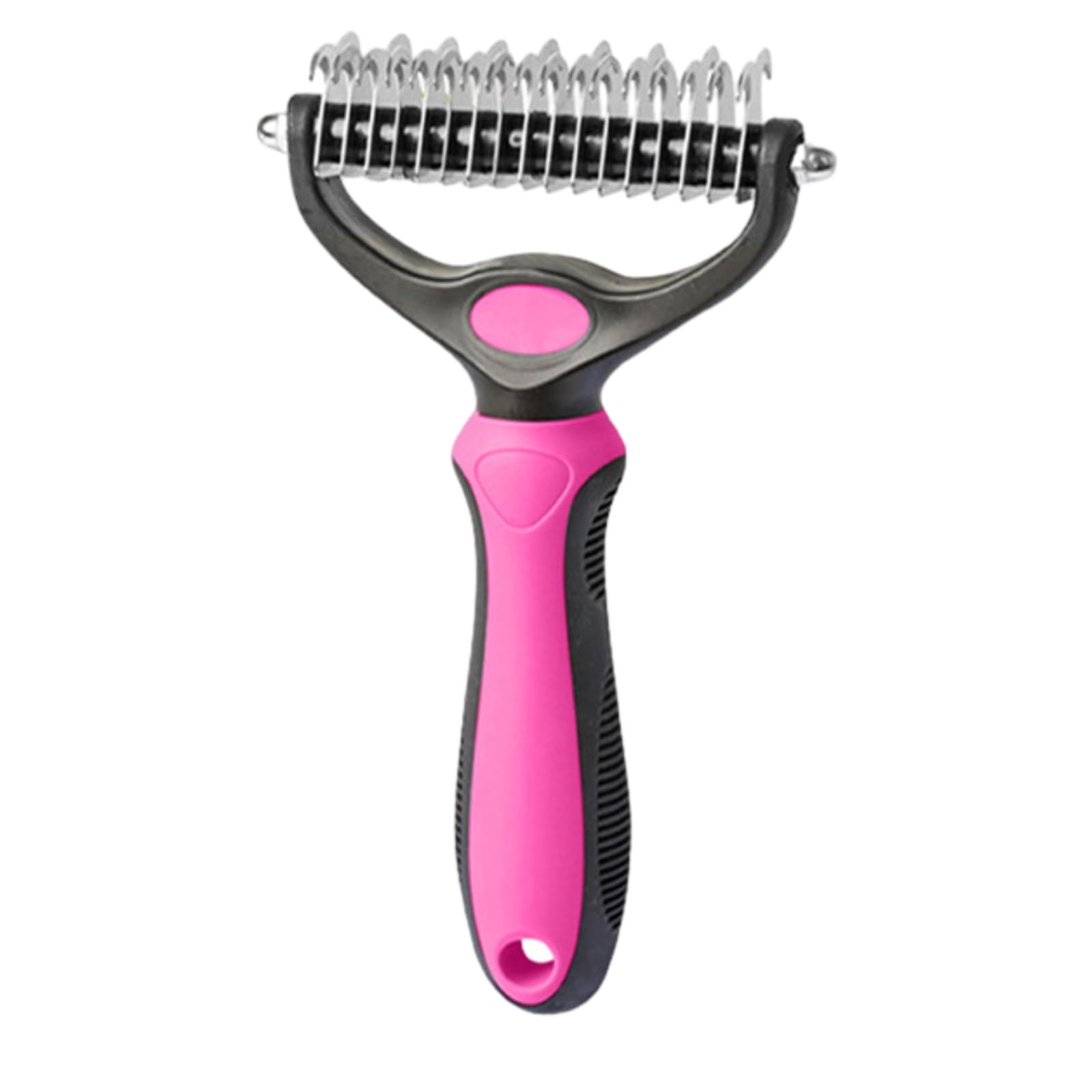 Acssart Pet Grooming Brush, Pet Detangling Comb for Dogs and Cats, Double-Sided Deshedding Dematting Tool, Undercoat Rake for Dogs & Cats, Extra-Wide Dog Grooming Brush & Deshedder Comb (Rose Pink, L)