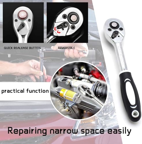 Image of Tool Kit 46 Pcs Household | 1 /4 Drive Socket Screwdriver Wrench Set for Bike, Car Repairs & More Spanner & Socket Set All Size Tool Kit Goti Pana Perfect for DIY Enthusiasts, Black