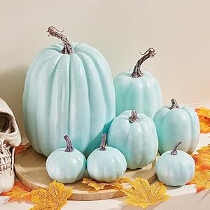 7pcsartificialpumpkinsofallstyleshalloweendecorationruralstylefarmhousefoampumpkinharvestseasonthanksgivingdayissuitablefortabletophousediningtablepartydecorationlightblue Urban Country Home Decor 7pcs artificial pumpkins of all styles halloween decoration rural style farmhouse foam pumpkin harvest season thanksgiving day is suitable for table top house dining table party decoration light blue urban country home decor