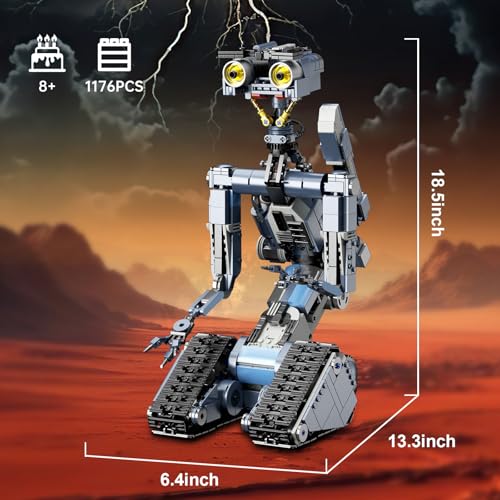iATOM 1176 Pieces Johnny 5 Robot Building Set with Remote Control - Rechargeable, Gift for Adults Men, STEM Tech Movie Robotic Figure Model Kit - Image 4