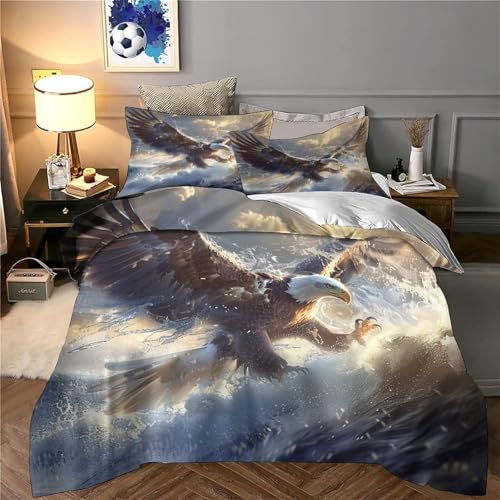 Housse de couette aigle en vol 220x240cm en microfibre imprimée 3D