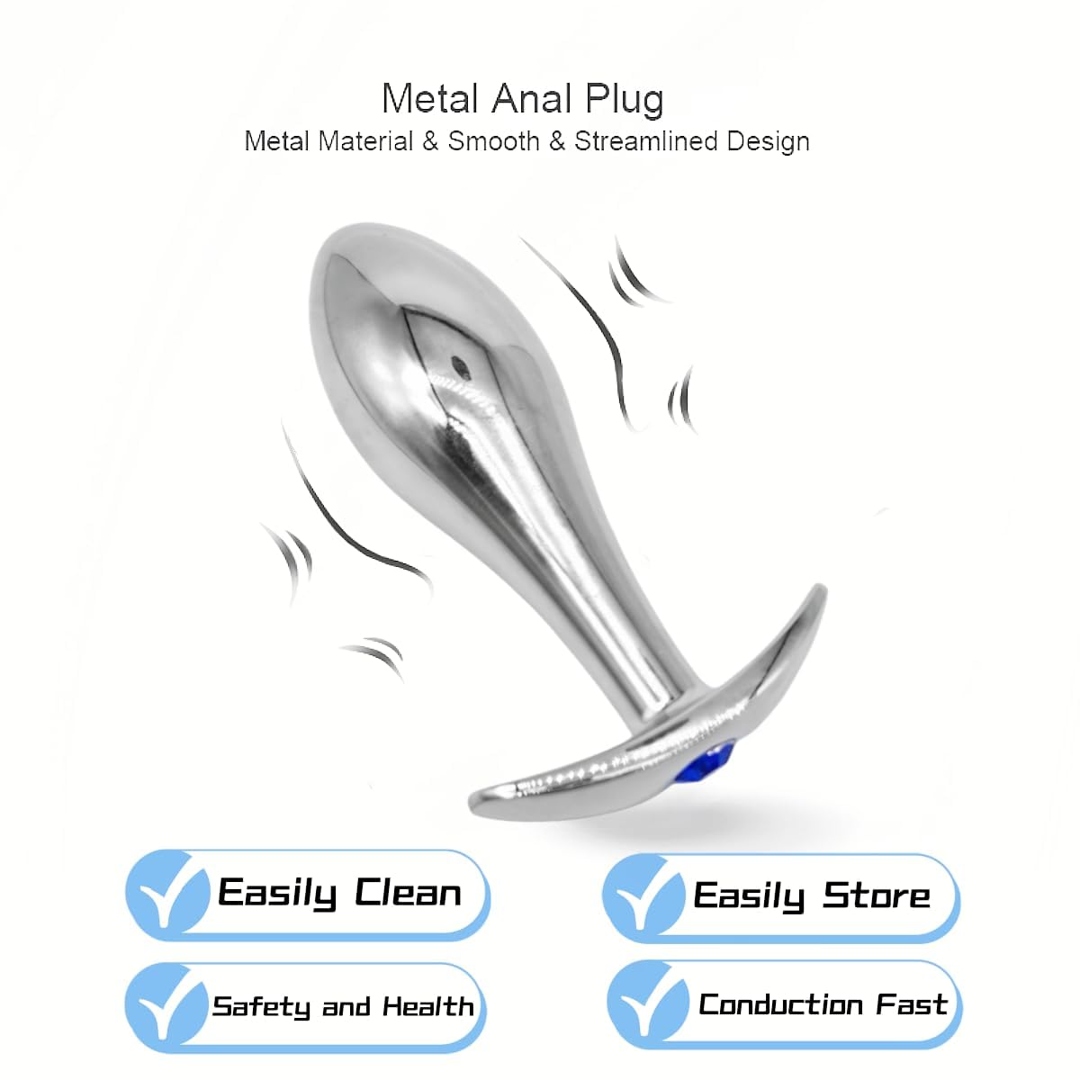 Plug Anale Metallo Jeweled Butt Plug Acciaio Inox, Plug Anali Dildo Masturbazione Sex Toys Massaggio Prostata Plug Dilatatore Anale per Donne e Uomini