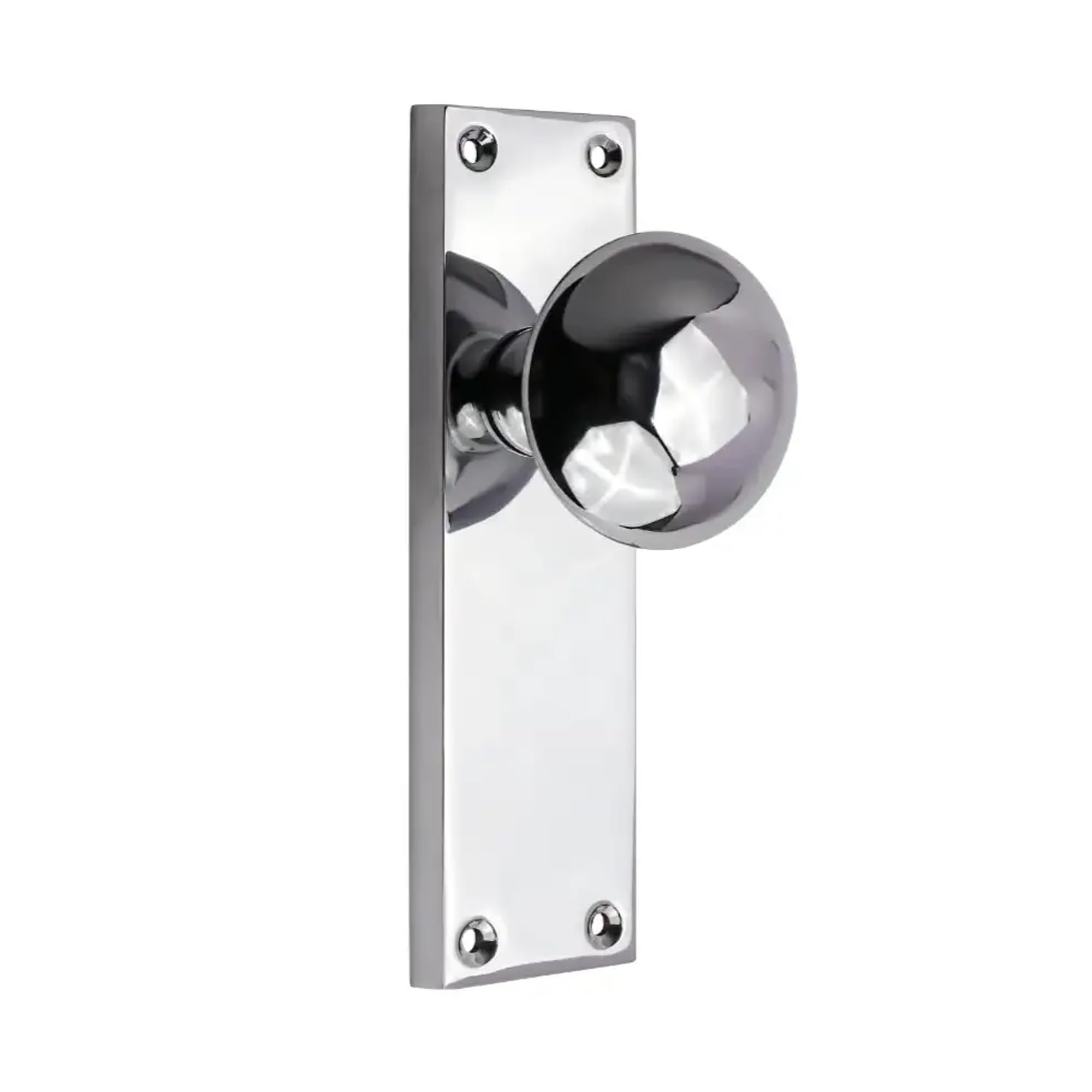Designer Levers - Victorian Knob On Latch Backplate Polished Chrome