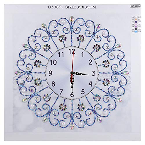 Diamond Painting Diy 5D Special Shape Rhinestones, Abeuty White Mandela Floral Clock, Partial Drill Crystal Diamond Art Kits #TOP1