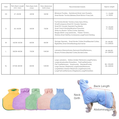 Fnaobai Haustier-Bademantel für Hunde und Katzen, saugfähig, schnell trocknend, niedliches Hunde-Badetuch, Kapuzenmantel, Verstellbarer Kragen und Bauchgurt für Pool, Strand