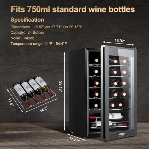 Image of BODEGA COOLER 110 Cans Beverage Refrigerator, 24 bottle Mini Fridge For Bedroom with Glass Door, Adjustable Shelves for Soda, Beer & Wine, Digital Temperature Control for Home, Office, Bar or Dorm.