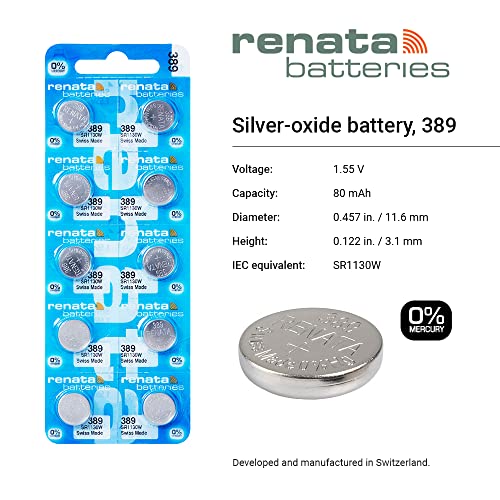 Renata Batteries 389 Silver Oxide Watch Battery (5 Pack)