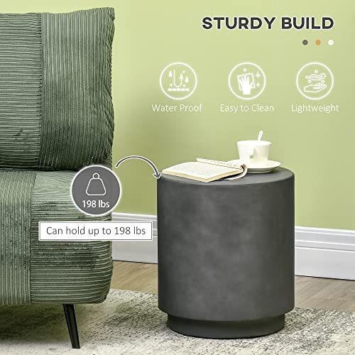 Homcom US839-521V00CG0131 Round Side Table, Lightweight Accent Table With Concrete Finish, End Table With 4 Adjustable Feet For Indoor, Outdoor thumb #4