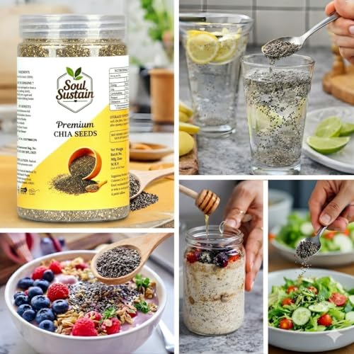 Image of Chia Seeds Raw Superfood 500 GM - Omega‑3 ALA Rich, High Fiber Nutrition, Plant Protein Boost, Gut Health Support, Diet Friendly, Smoothies & Puddings, Baking & Meal Toppers, Seeds for Daily Use