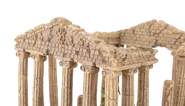 Happet Aquarium-Dekoration Griechische Ruinen Säulen 20cm, Realistischer Tempel im Antiken Stil, Stein-Aquarium-Dekoration Versteck für Fische, Antik Ornament für Süßwasser & Salzwasser Becken