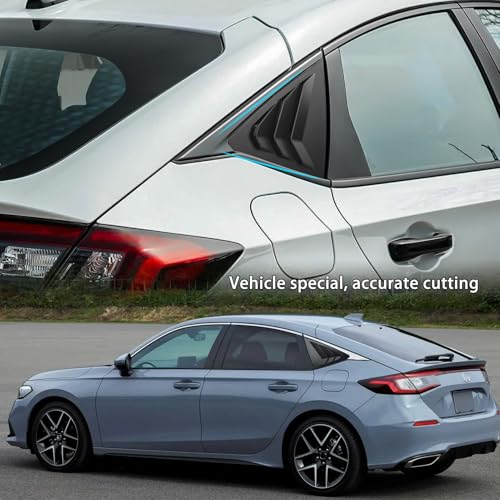 Image of Thenice for 11th Gen Civic Racing Style Rear Side Window Louvers Air Vent Scoop Shades Cover Blinds Compatible with Honda Civic Hatchback Type R 2022 2023 2024 2025 2026 -Matt Black