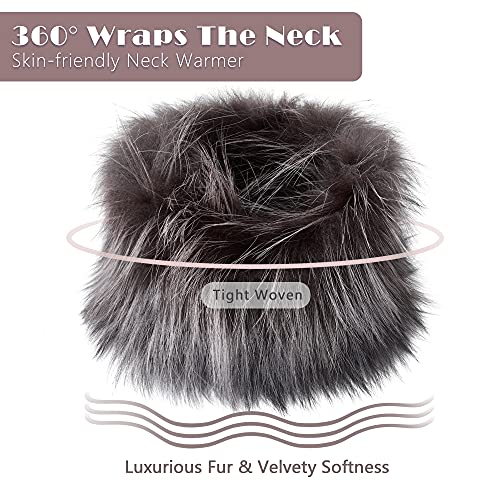 Women's Fur Infinity Scarf Furry Neck Warmer Fluffy Loop Scarves Winter3