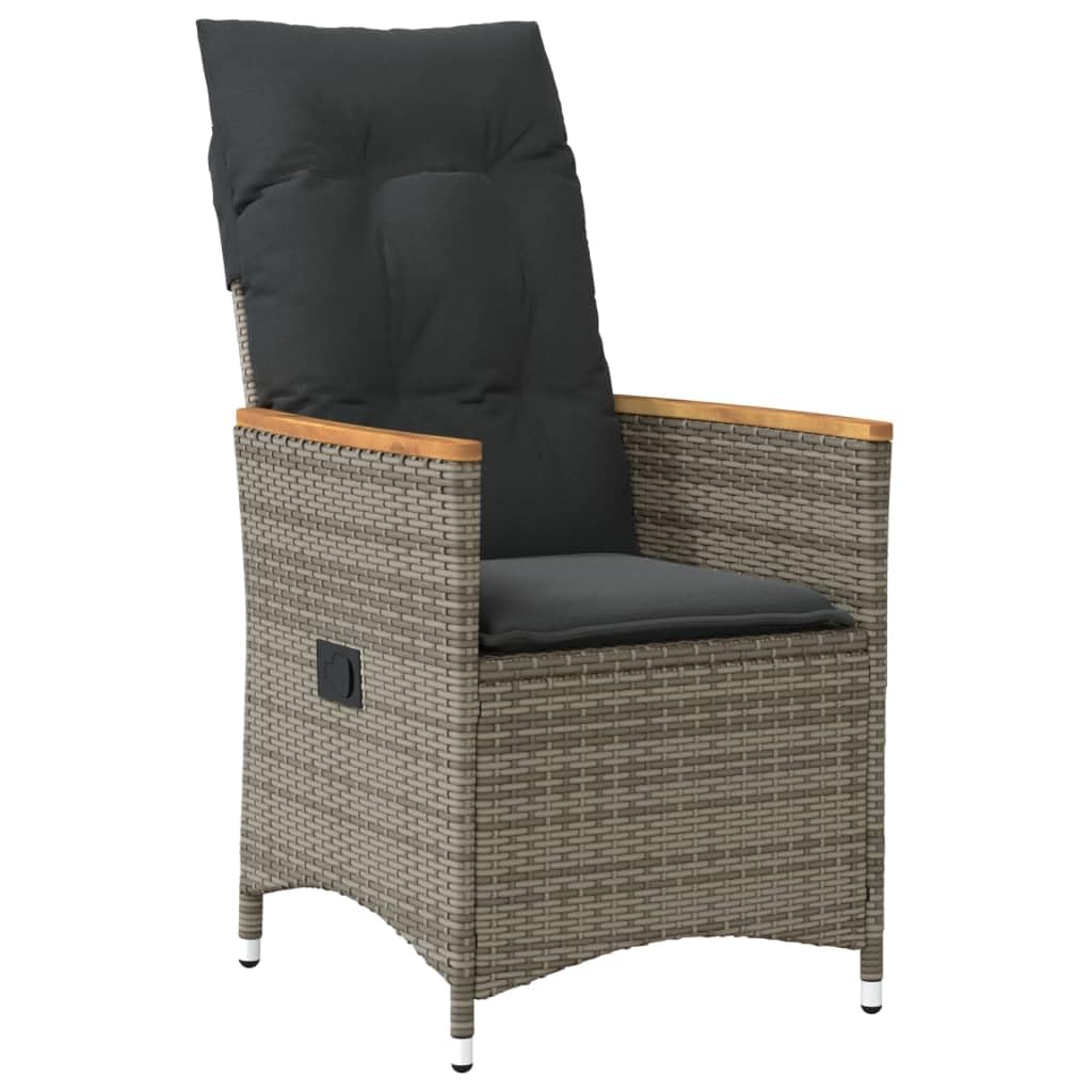 Poltrona reclinabile da giardino con cuscini in rattan sintetico grigio sedie da esterno resistente alle intemperie, poltrone per terrazze, mobili da giardino