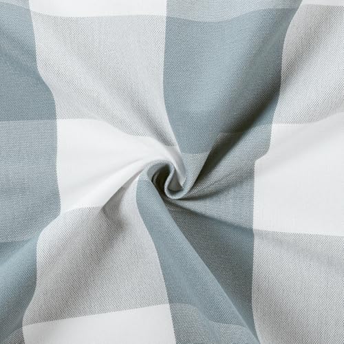 Image of TWOPAGES Pinch Pleat Cafe Curtains 45 Inch Long Buffalo Plaid Light Filtering Farmhouse Half Window Curtains for Kitchen (Light Blue Plaid, 26W x 45L Inches, Set of 2)