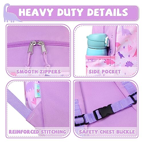 VASCHY Dinosaur Toddler Backpack, Cute Little Boys Girls Kids Schoolbag Bookbag w Chest Strap4