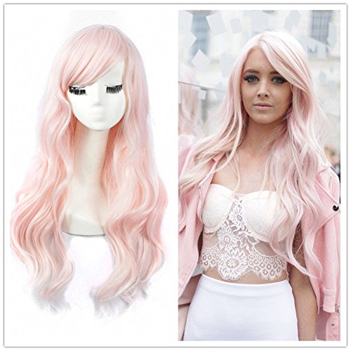 B-G 24 Inches Charming Long Curly Wavy Heat Resistant Synthetic Hair Wigs For Women Cosplay Party Wigs + 1 Free Wig Cap WIG104