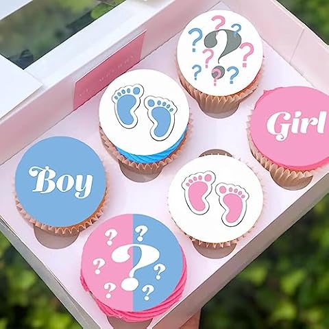 24 Edible Gender Reveal Cupcake Toppers Cover
