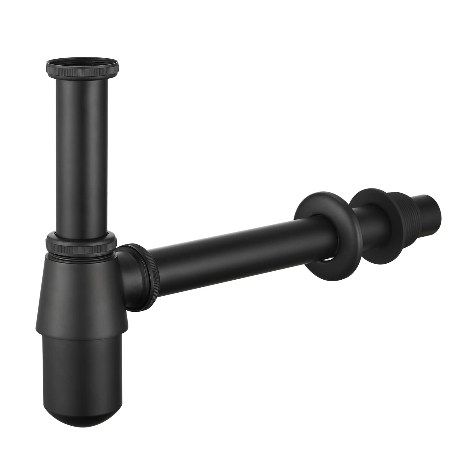 Bathroom Bottle P Trap Waste Pipe 1-1/4 inch Slip Inlet Drain, Lavatory Adjustable Basin Sink Waste Pipe Drain P-Trap Kit, General US/CA Standard, Matte Black