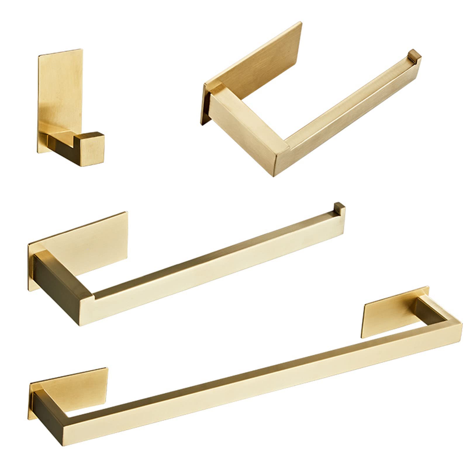 Juego de herrajes para baño Dorados, Moderno portarrollos de Acero Inoxidable, toallero, Gancho para Bata, Barra para Toallas, Accesorios de baño montados en la Pared sin Clavos