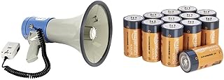 Velleman MP25SFM Power Megaphone, 25 W, Multi-Colour & Amazon Basics C Cell 1.5 Volt Everyday Alkaline Batteries - Pack of 12 (Appearance may vary)