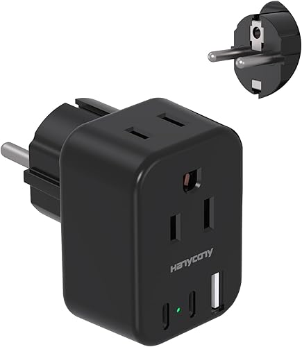 Miniatura 8 de HANYCONY Adaptador de enchufe de viaje europeo USB C, adaptador de enchufe internacional, adaptador de Estados Unidos a Europa, enchufe 2 tomas de