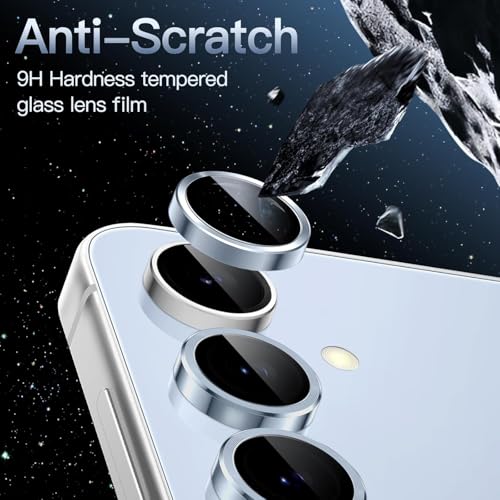 Image of Skinomi Camera Lens Protector Compatible with Samsung Galaxy S24 plus 5G [Anti-Scratch] Premium Tempered Glass Film Aluminum Alloy Lens Ring Cover - Sierra Blue