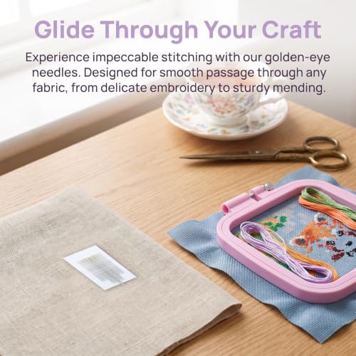 Image of LAMXD 4 Pieces Embroidery Hoop Rectangle Square Embroidery Frame Cross Stitch Hoop Sewing Tool for Art Craft Handy Sewing (Multicolor),with Gold Eye Embroidery Needles