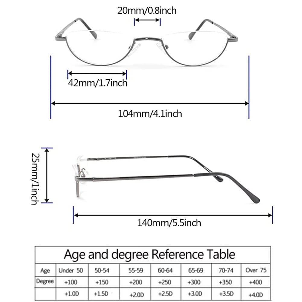 Metalowe Okulary Do Czytania Z Połową Oprawki, Dioptria 1,0-3,5 Dla Mężczyzn I Kobiet, Okulary Do Czytania Z Zawiasami Sprężynowymi/Brown/2.5 *