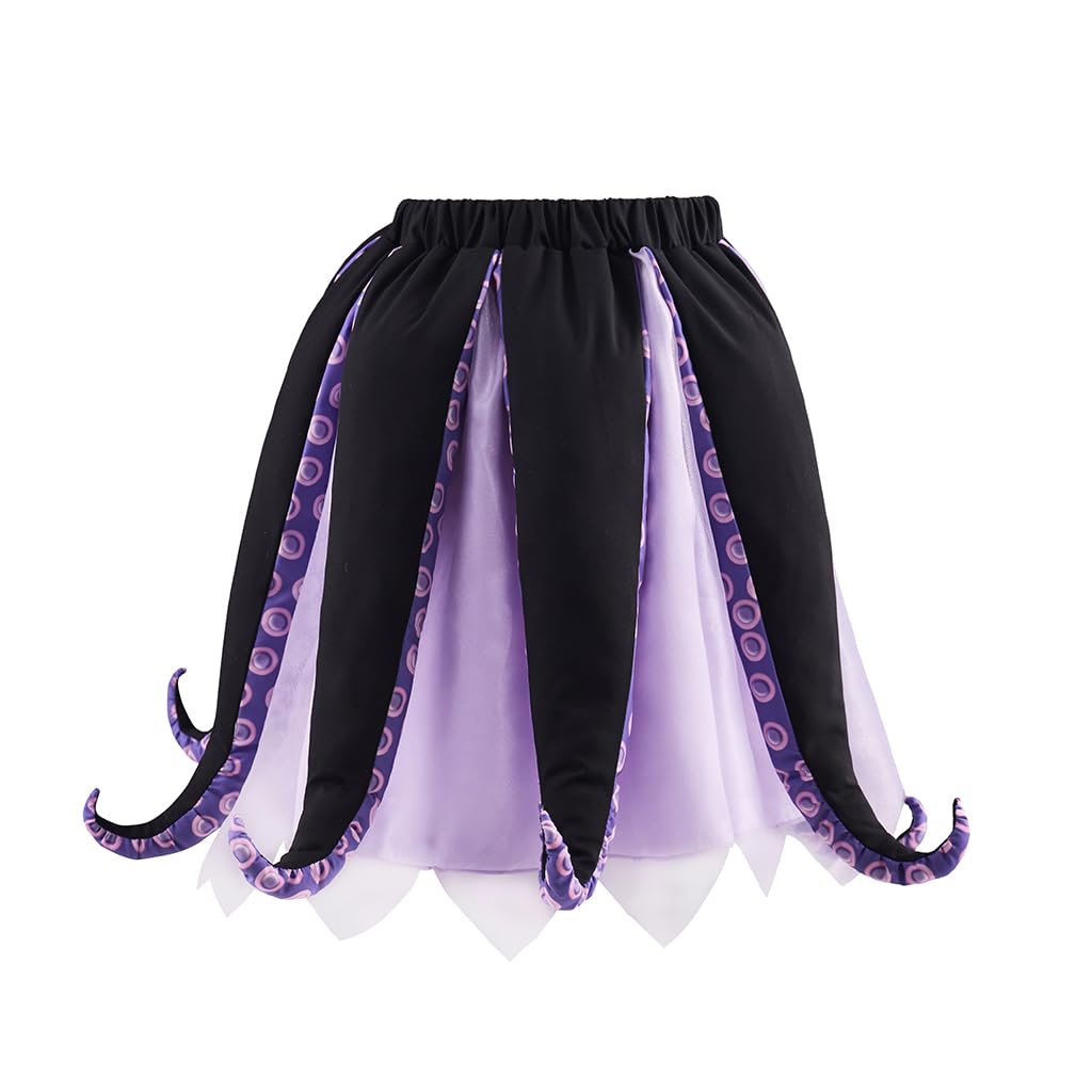 Saniplaycos Costume de sorcière de mer noir et violet avec tutu, pieuvre, tentacule, pour femme adulte
