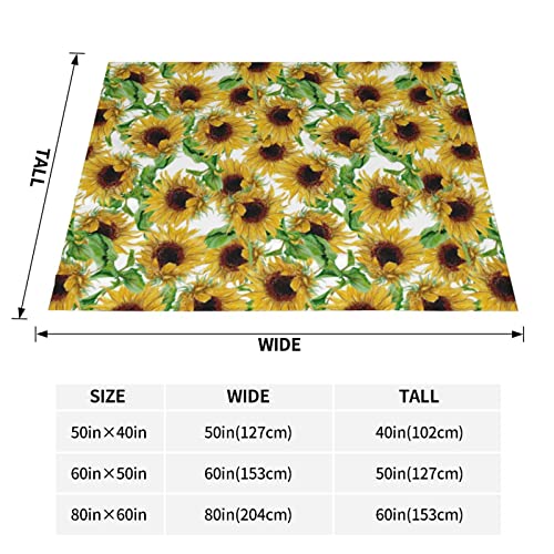 Yellow Sunflowers Printed Throw Blanket Ultra-Soft Fuzzy Blanket Warm Blanket Fluffy Reversible Blanket For Bed And Couch #TOP3