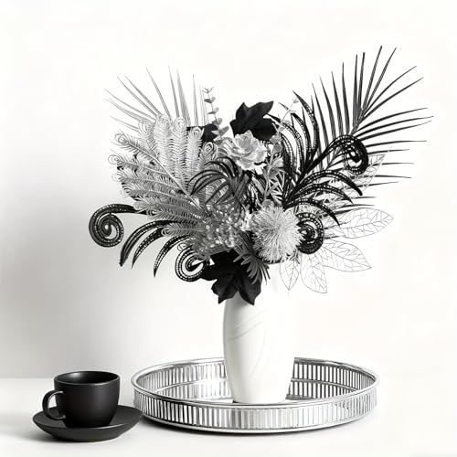 Image of Luxurious Black Silver Artificial Flowers,17-Inch Modern Gothic Bouquet | Dark Academic,Lndustrial Style Aesthetics,for Home Decoration,Elegant Wedding,Table Centerpiece,Theme Party,Vase Not Included