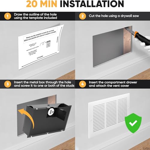 Elder Welder® Hidden Wall Safe with Air Vent Cover | Easy to Install | Combination Lock | Fits Perfectly Between 16" Studs | Hidden Safe for Money (Combination Lock)
