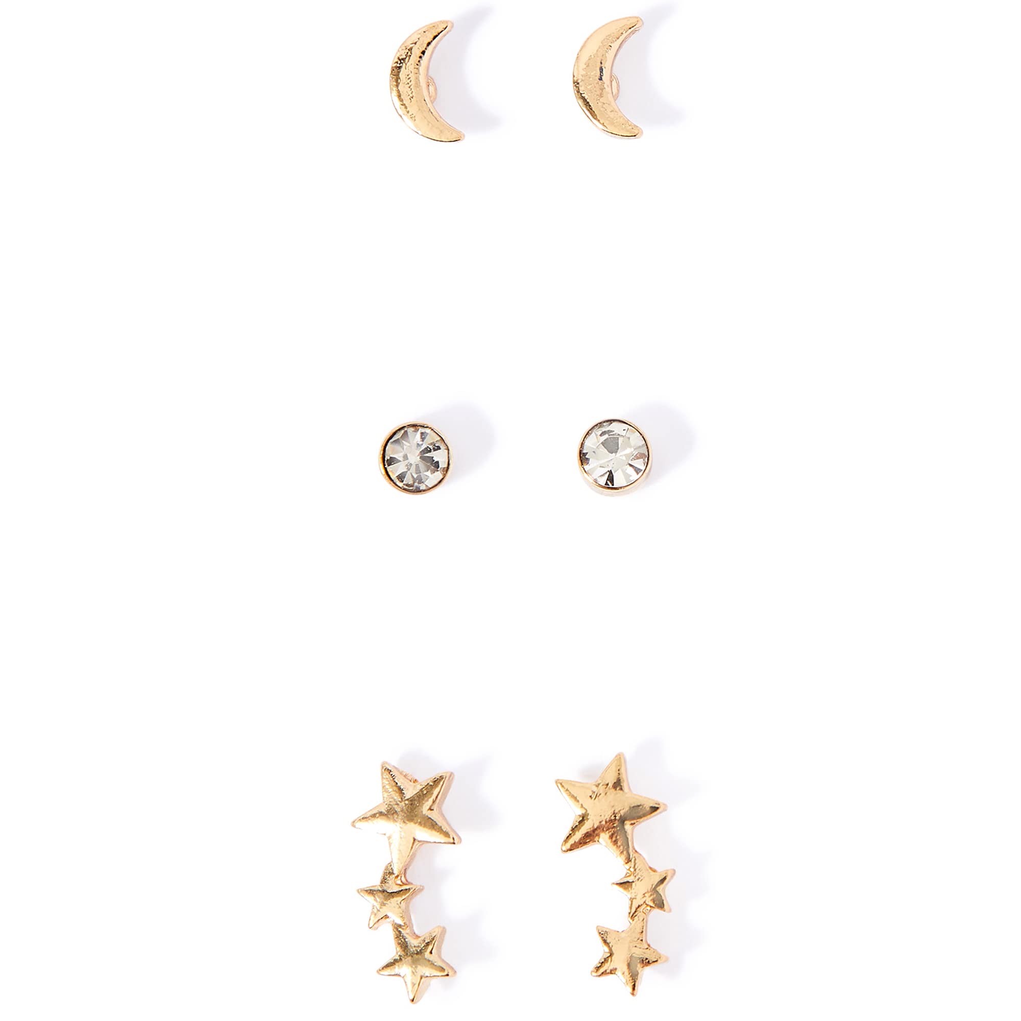 Accessorize London Womens gold Set of 3 Celestial Stud Earring Pack (B0B56BFBHV) Amazon Price History, Amazon Price Tracker