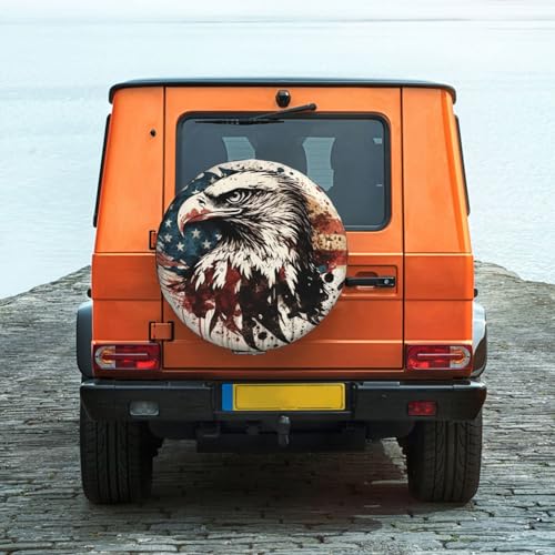 Image of Spare Tire Cover American Eagle and Flag Wheel Covers USA Flag Weatherproof Universal Wheel Protectors for Rv SUV Camper Travel Trailer 17 Inch