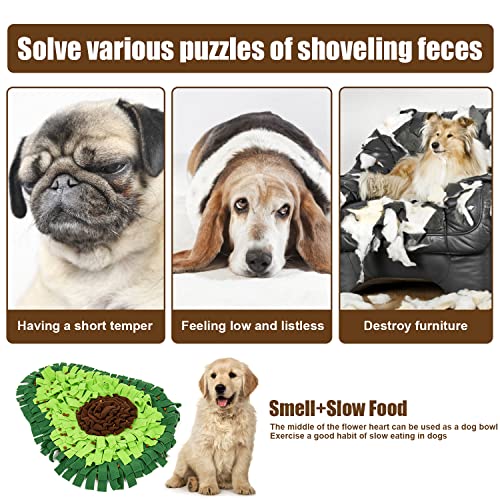 xyuayamz Schnüffelteppich Hund Futtermatte Schnüffeldecke Hundespielmatte - Hundematte Snuffle Pad in Avocado Faltbares Pet Sniffing Mat Trainingsmatte, für Haustier Hunde Katzen (Grün, 1 Stück)
