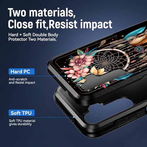 JHYYTUJTYP for Galaxy A15 5G Case,[Military Grade Drop Tested] Heavy-Duty Tough Rugged Shockproof Protective Case for Samsung Galaxy A15 5G 6.5 Inch 2023,Dream Catcher Flower - image 2